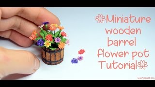 Miniature wooden barrel flower pot Tutorial