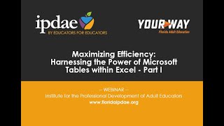 Maximizing Efficiency: Harnessing the Power of Microsoft Tables within Excel - Part I (Webinar)