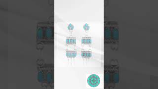 Zuni Turquoise Dangle Earrings Sterling Silver Native American