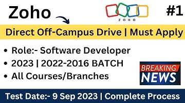 ZOHO Direct Off-Campus Drive 2023 | 2022-2016 | Test Date:- 9 Sep 2023 | How to Apply | Process