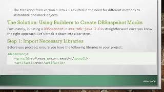 Mocking aws-sdk-java 2.0: A Guide to Creating DBSnapshot Mocks with Mockito