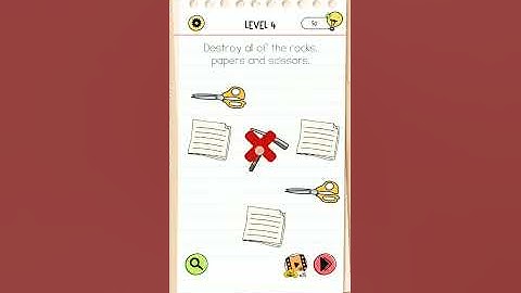 Brain test All-Star level 4 Destroy  all of the rocks. Papers and Scissors walkthrough