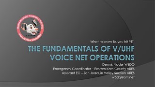Fundamentals of VHF/UHF Voice Net Operations (What to Know B4 you push PTT)