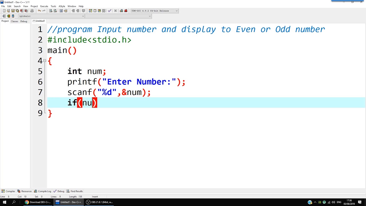 โจทย์ ภาษา c  New  C Programming #1 ตัวอย่าการเขียนโปรแกรมแสดงค่า เลขคู่และเลขคี่