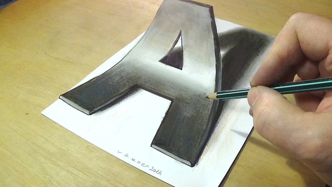 How to Draw 3D Letter A Trick Art Drawing Anamorphic