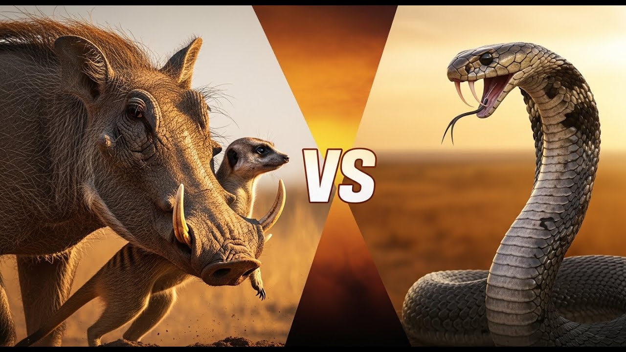 Unbelievable Nature Clash: Warthog and Meerkat Team Up Against Cobra | animal fights
