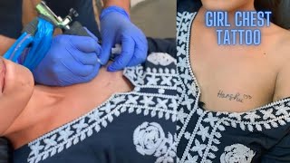 Girl Chest Tattoo Design