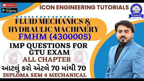 FLUID MECHANICS & HYDRAULIC MACHINERY (FMHM) IMP QUESTION FOR GTU EXAM | FMHM IMP SEM 4 MECHANICAL
