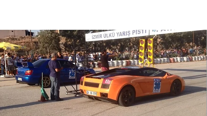 Lamborghini Gallardo vs Subaru Impreza WRX Drag Race