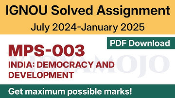 IGNOU MPS 003 Solved Assignment 2024-25 PDF Download | English Medium | Vidyamojo