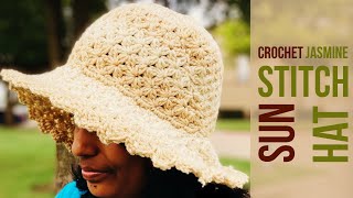 Crochet jasmine stitch sun hat | #Crochetsunhat | Crochet women sun hat