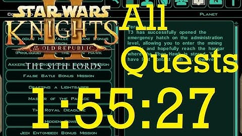 Knights of the Old Republic 2 All Quests Speedrun - 1:55:27 [Former World Record]