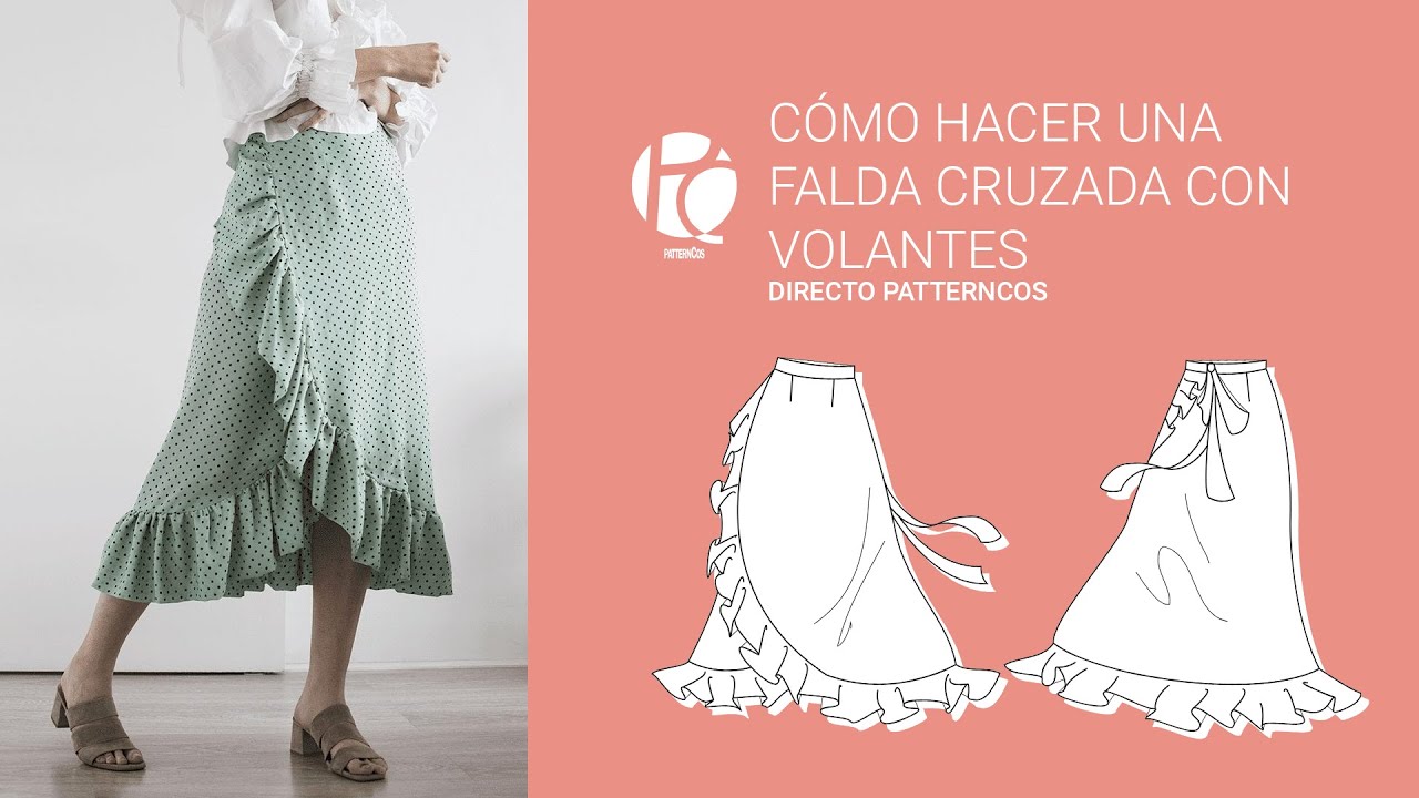 Falda floral cruzada con volantes DIY | Aprender a coser