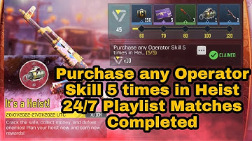 How to Purchase any Operator Skill 5 times in Heist 24/7 Playlist Matches COD Mobile
