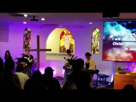 Anaheim Discovery Christian School Worship Team in Chapel June 2, 2022 singing "In Jesus Name"