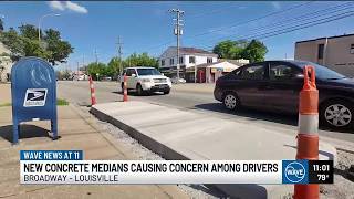 New concrete medians on Broadway spark driver confusion, raise safety questions
