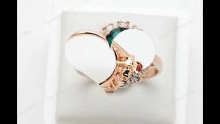 Elegant Ruby Rose Gold Plated Created Sapphire, Emerald Rings CZ Austrian Crystal