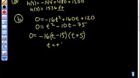 Quadratic Equation Word Problem Ashley Algebra II Falling Object