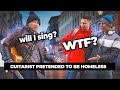 The guitarist pretends to be homeless and pranked street musicians part1