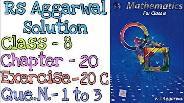 Volume and Surface Area of Solids | Class 8 Exercise 20C Question 1-3 | Rs Aggarwal | @mdsirmaths