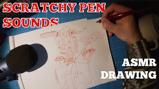 ASMR - Drawing With My New Red Fountain Pen 🔴✒️ Pen Sounds and Whispering