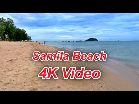 [4K 60FPS] Morning Walk in Samila Beach, Songkhla, Thailand
