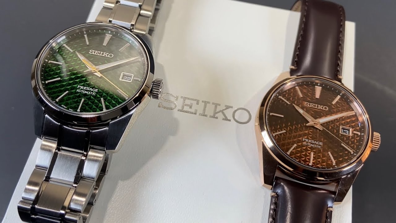 Seiko Presage Sharp Edge Part 2! Rose Gold and Green Dial SPB169 and SPB170  - YouTube