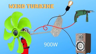 I Turn A Fan Into Simple 220V Electric Wind Turbine Generator | Electronic Ideas