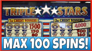 100 SPINS ON TRIPLE STARS SLOT MACHINE! MAX BET!!! screenshot 2