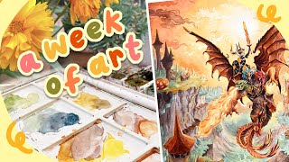 A Week of Art | My biggest painting yet! Stepping outside my comfort zone, and holiday fun!