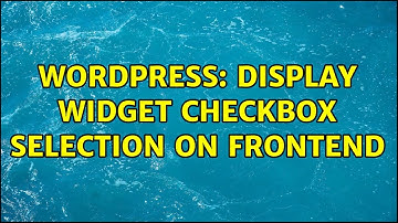 Wordpress: display widget checkbox selection on frontend (2 Solutions!!)