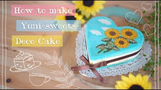 🌻 How to make sunflower design deco cake! | yunisweets Deco Cake