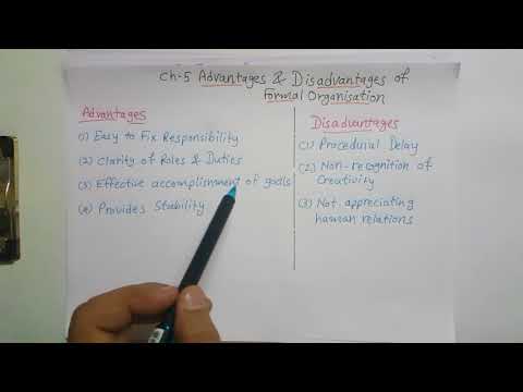 Ch 5 Formal organisation - features, Advantages and disadvantages