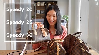 Louis Vuitton Monogram Speedy 20 strap mix and match options, model view  length advises 