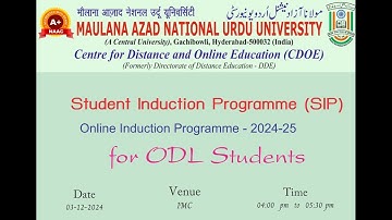 Student Induction Programme (SIP) 2024-25 | Centre for Distance and online Education (CDOE) | MANUU