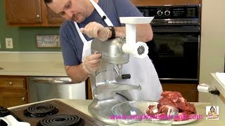 Eric's Fresh Ground Beef - KitchenAid Mixer Food Grinder Attachment(Join Eric as he fresh grinds some ground beef using the KitchenAid Stand Mixer Food Grinder attachment. Grinding your own fresh beef makes the best burgers ..., 2015-05-25T20:43:13.000Z)