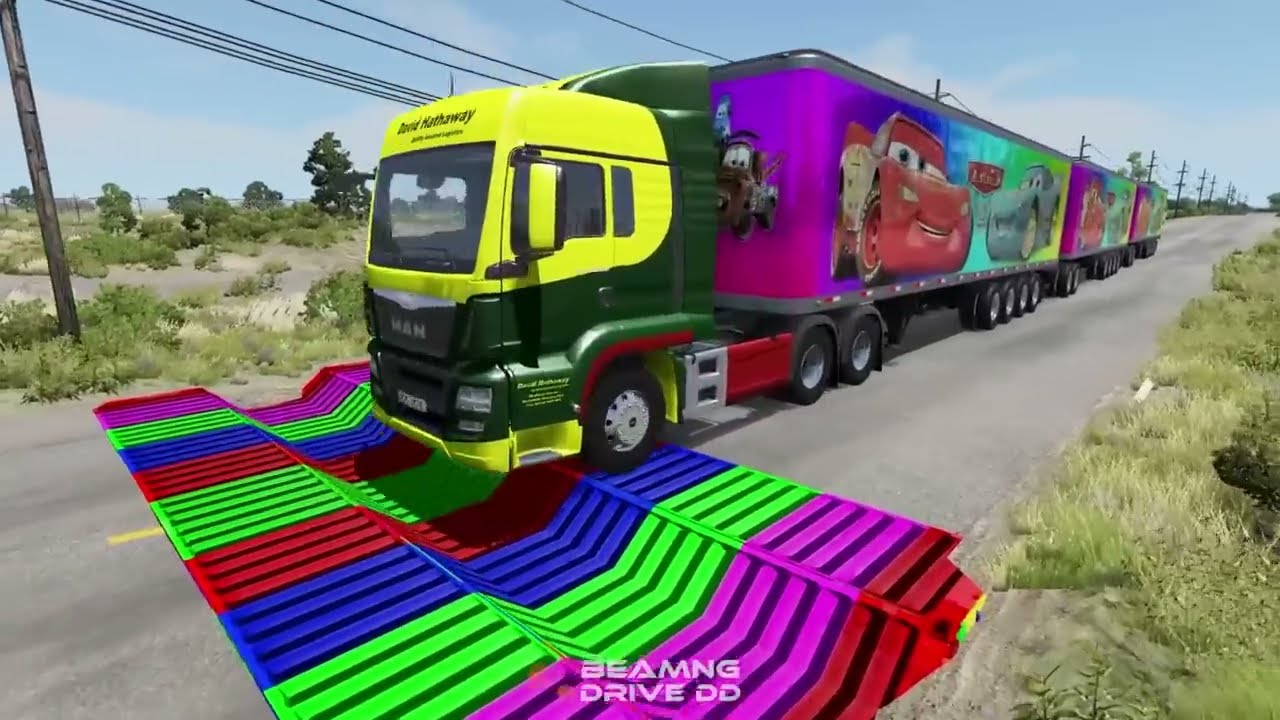 Trucks vs Upside Down Speed Bumps Speed Bumps BeamNG.Drive YouTube