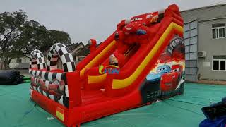 Commercial Inflatable Race Car Bouncer Slide Cheap Inflatable Dry Slide Car Slide for Amusement Park