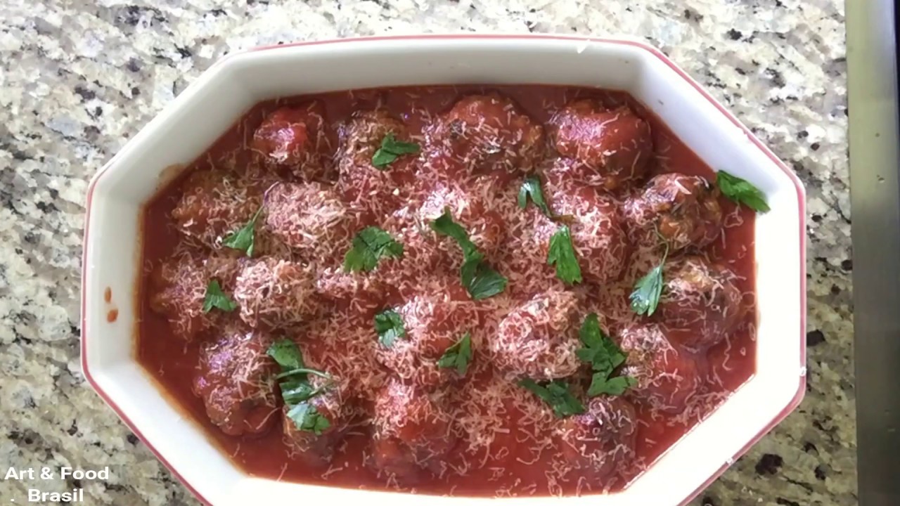 ALMÔNDEGAS ASSADA COM MOLHO DE TOMATE RECEITA ALMOCO JANTAR
