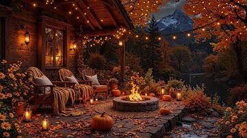 Cozy Fall Night Ambience 🍁 Fireplace Crackle with Smooth Jazz Music for Relaxation & Sleep