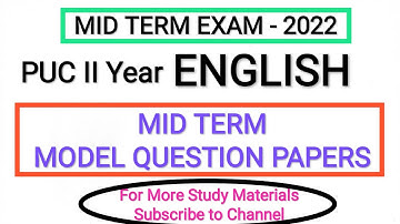 PUC II Year ENGLISH Previous Mid Term QP