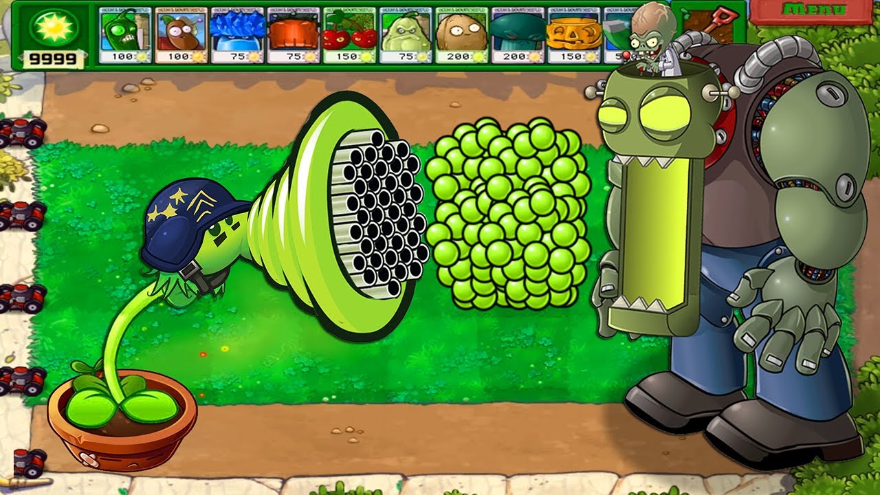 Plants vs Zombies Mod | ZomBotany - 99 Gatling PEA Plants VS Dr ...