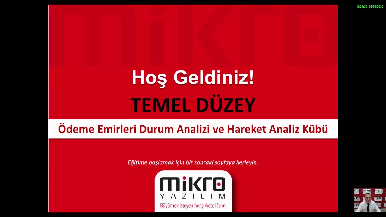 Mikro Yazılım Ödeme Emirleri Durum Analizi ve Hareket Analiz Kübü Eğitimi
