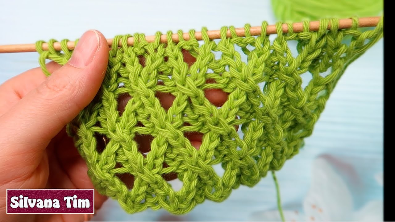 Increiblemente bello 💯 Punto Rombos Calados 3D tejido a dos agujas /Silvana Tim