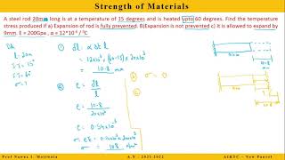 Strength Of Material - Solved Problem On Thermal For Fully, Partially Restricted And Free To Expand
