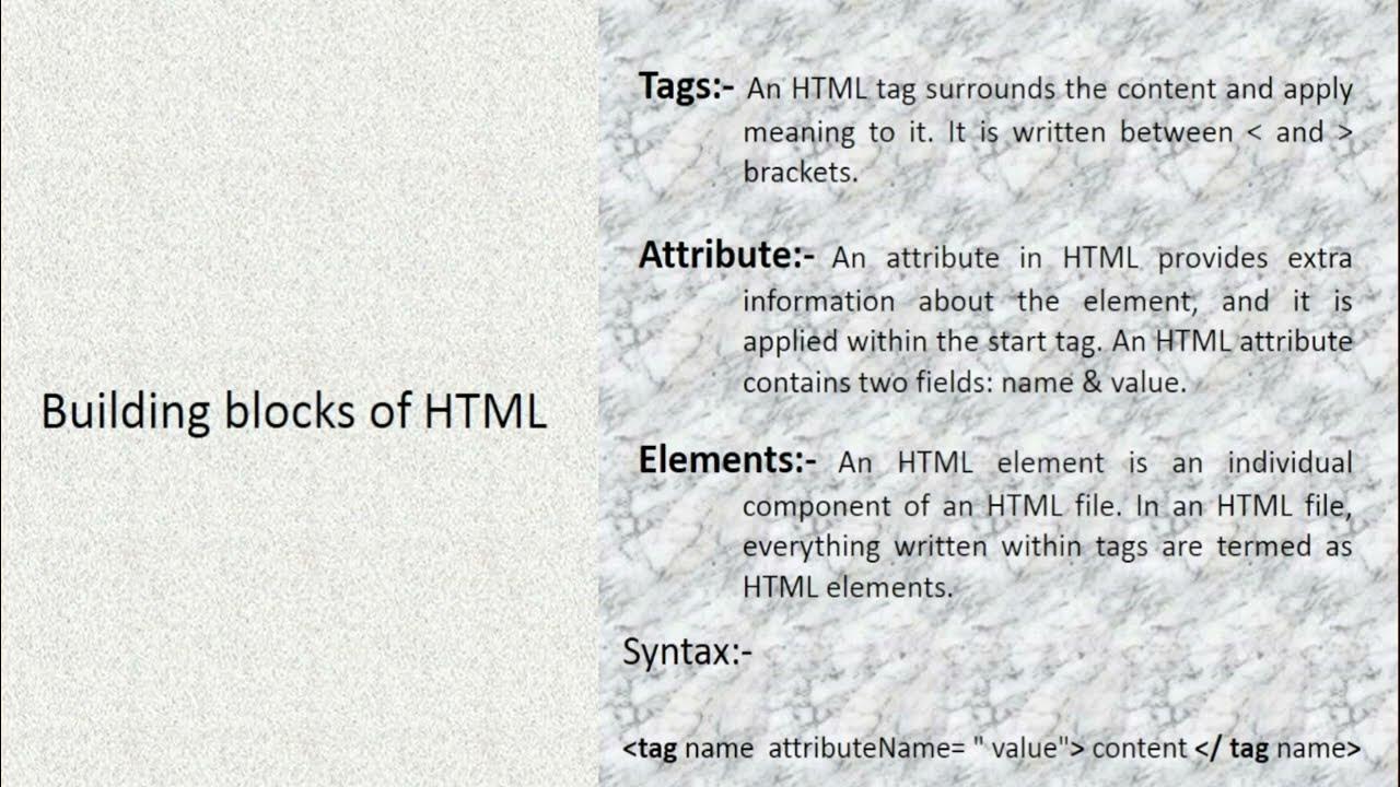Building blocks in HTML YouTube