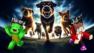 JJ and Mikey vs Pack of Angry Dogs in Real Life - Minecraft Maizen