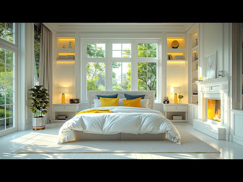 Soothing Jazz Piano Music In A Cozy Luxury Bedroom ☕ With The Sound Of Birds Singing Relax
