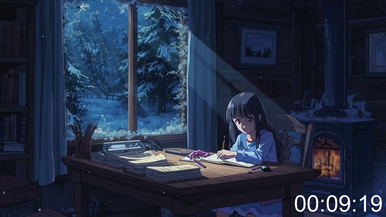 3 Hours of Snowy Cabin Focus 🏔️ Late Night Winter Study Lofi [50/10 Pomodoro Timer]