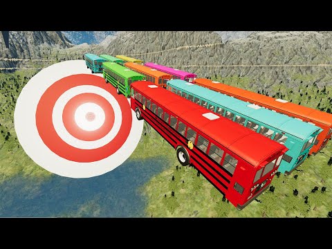 Видео: Bus Jumps But Every Jump +1 Bus Throwing Cars at Bull's Eye - BeamNG Drive  | BeamNG-Destruction